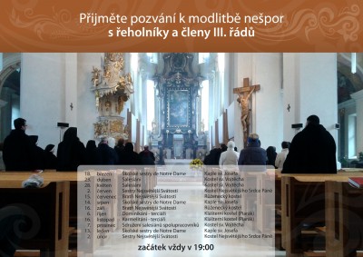 Modlitba nešpor s řeholníky a členy III. řádů v Českých Budějovicích
